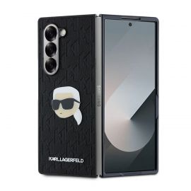 Juodas originalus dėklas Karl Lagerfeld PU Saffiano Monogram Karl Head Case telefonui Samsung Galaxy Z Fold 6