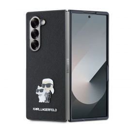 Juodas originalus dėklas Karl Lagerfeld PU Saffiano Karl and Choupette telefonui Samsung Galaxy Z Fold 6