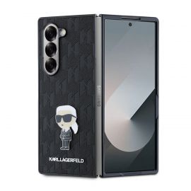Juodas dėklas Karl Lagerfeld PU Saffiano Monogram Ikonik telefonui Samsung Galaxy Z Fold 6
