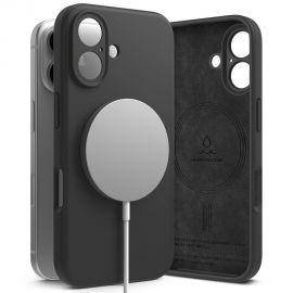 Juodas dėklas Apple Iphone 16 "Ringke Silicone Magnetic Magsafe"