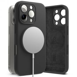 Juodas dėklas Apple Iphone 16 Pro "Ringke Silicone Magnetic Magsafe"