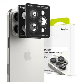 Juodas apsauginis kameros stikliukas Apple Iphone 16 Pro / 16 Pro Max "Ringke Camera Frame Protector 2-Pack"