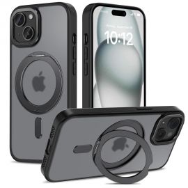 Juodas matinis dėklas Apple Iphone 15 "Tech-Protect Magring Magsafe"
