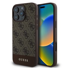 Rudas originalus dėklas Guess PU 4G Stripe telefonui Apple Iphone 16 Pro Max