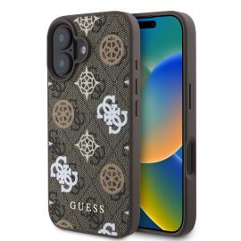Rudas dėklas Guess PU 4G Peony MagSafe telefonui Apple Iphone 16