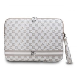 Beige dėklas kompiuteriui 15 / 16" "DKNY PU Leather Checkered Pattern and Stripe Laptop Sleeve"