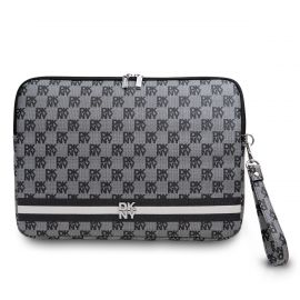 Juodas dėklas kompiuteriui 15 / 16" "DKNY PU Leather Checkered Pattern and Stripe Laptop Sleeve"