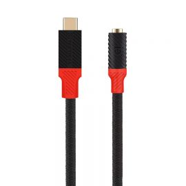 Juodas adapterinis Tactical Pin4Fun Adapter USB-C/Jack 3.5mm 0.1m