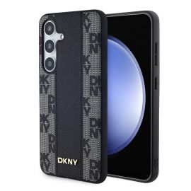 Juodas dėklas telefonui Samsung Galaxy S24 "DKNY PU Leather Checkered Pattern Magsafe"