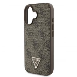 Rudas originalus dėklas Guess PU 4G Strass Triangle Metal Logo + Crossbody Strap telefonui Apple iPhone 16