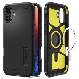 Juodas dėklas Apple Iphone 16 "Spigen Tough Armor Magsafe"