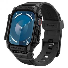Juodas matinis dėklas + apyrankė Apple Watch 10 (42mm) "Spigen Rugged Armor"