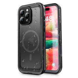 Juodas dėklas atsparus vandeniui Apple Iphone 16 Pro "Tech-Protect Shellbox Magsafe IP68"