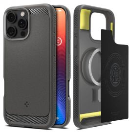 Pilkas dėklas Apple Iphone 16 Pro Max "Spigen Rugged Armor MagSafe"
