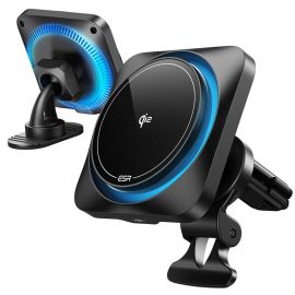 Onyx telefono laikiklis su pakrovimu "ESR HALOLOCK CRYOBOOST MAGNETIC MAGSAFE DASHBOARD & VENT CAR MOUNT WIRELESS CHARGER QI2 15W"