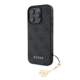 Pilkas originalus dėklas Guess 4G Charms telefonui Apple Iphone 16 Pro Max