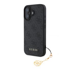 Pilkas originalus dėklas Guess 4G Charms telefonui Apple Iphone 16 Plus