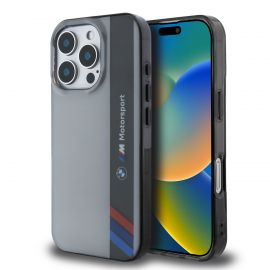 Pilkas dėklas BMW IML Motorsport Vertical Stripe telefonui Apple Iphone 16 Pro Max