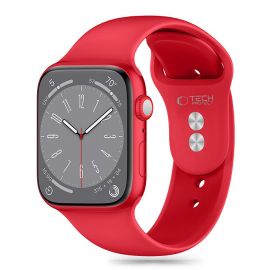 Raudona silikoninė apyrankė Apple Watch 4 / 5 / 6 / 7 / 8 / 9 / 10 / SE / ULTRA 1 / 2 (44 / 45 / 46 / 49 MM) "Tech-Protect Silicone"