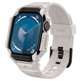 Beige dėklas Apple Watch 10 (46MM) "Spigen Rugged Armor Pro"