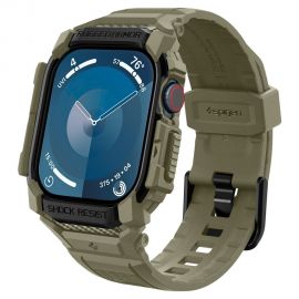 Khaki dėklas Apple Watch 10 (46MM) "Spigen Rugged Armor Pro"