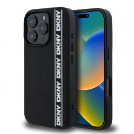 Juodas dėklas telefonui Apple Iphone 16 Pro Max "DKNY 3D Rubber Repeat Logo Line"