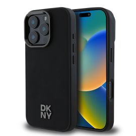 Juodas dėklas telefonui Apple Iphone 16 Pro Max "DKNY PU Leather Stack Logo Magsafe"