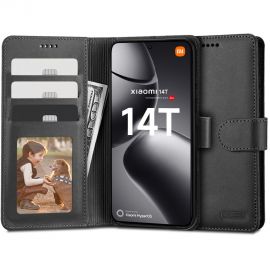 Juodas atverčiamas dėklas Xiaomi 14T "Tech-Protect Wallet"
