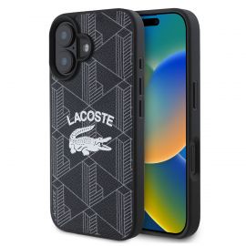 Juodas originalus dėklas Lacoste Blend Monogram MagSafe telefonui Apple Iphone 16