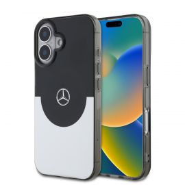 Juodas-sidabrinis dėklas telefonui Apple Iphone 16 "Mercedes PC/TPU Double Layer MagSafe"