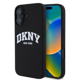 Juodas dėklas telefonui Apple Iphone 16 Plus "DKNY Liquid Silicone Arch Logo MagSafe"