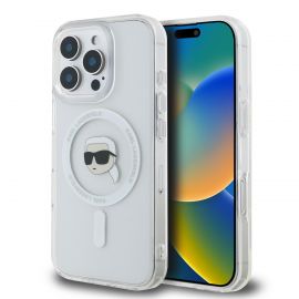 Skaidrus dėklas telefonui Apple Iphone 16 Pro "Karl Lagerfeld IML Karl Head Metal Frame MagSafe"