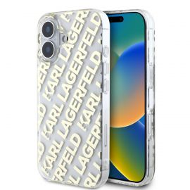 Auksinis dėklas telefonui Apple Iphone 16 "Karl Lagerfeld IML Electroplated Repeated Logo"