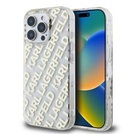 Auksinis dėklas telefonui Apple Iphone 16 Pro Max "Karl Lagerfeld IML Electroplated Repeated Logo"