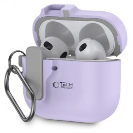Levandų spalvos dėklas Apple Airpods 4 "Tech-Protect Slim Hook"