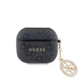 Juodas dėklas Apple Airpods 3 "Guess 4G Script PC/PU Charm"