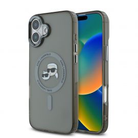 Juodas dėklas telefonui Apple Iphone 16 "Karl Lagerfeld IML K&CH Heads Metal Frame MagSafe"
