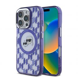 Purpurinis dėklas Karl Lagerfeld IML Monogram K&CH Heads MagSafe telefonui Apple iPhone 16 Pro