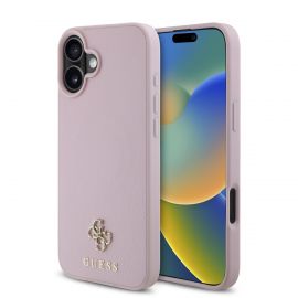 Rausvas dėklas Apple Iphone 16 Plus "Guess PU 4G Small Metal Logo MagSafe"