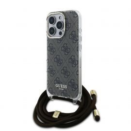 Rudas dėklas Guess IML 4G Printed Crossbody telefonui Apple iPhone 16 Pro Max