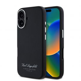 Juodas dėklas Karl Lagerfeld Grained PU Hotel RSG telefonui Apple iPhone 16