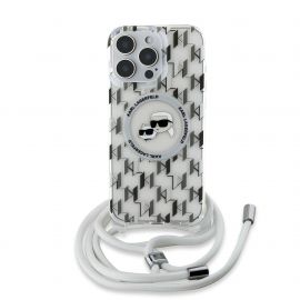 Skaidrus dėklas Karl Lagerfeld IML Monogram Crossbody K&CH Heads MagSafe telefonui Apple iPhone 16 Pro