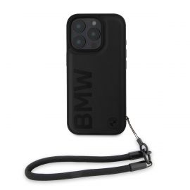 Juodas dėklas Apple Iphone 16 Pro Max "BMW Leather Signature and Strap"