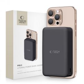 Juoda išorinė baterija "TECH-PROTECT PB12 LIFEMAG MAGSAFE POWER BANK 20000MAH"