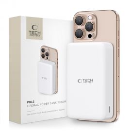 Balta išorinė baterija "TECH-PROTECT PB12 LIFEMAG MAGSAFE POWER BANK 20000MAH"