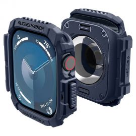 Tamsiai mėlynas dėklas Apple Watch 10 (46mm) "Spigen Rugged Armor"
