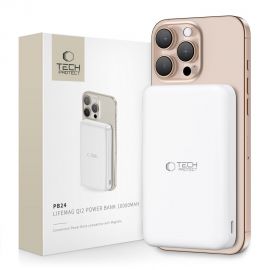 Balta išorinė baterija "TECH-PROTECT PB24 LIFEMAG QI2 MAGSAFE POWER BANK 10000MAH"