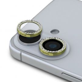 Auksinė kameros apsauga Guess Fixed Glliter Protective Lens telefonui Apple iPhone 16 / 16 Plus