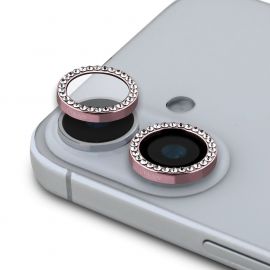 Rožinė kameros apsauga Guess Fixed Glliter Protective Lens telefonui Apple iPhone 16 / 16 Plus