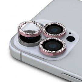 Rožinė kameros apsauga Guess Fixed Glliter Protective Lens telefonui Apple iPhone 16 Pro / 16 Pro Max
